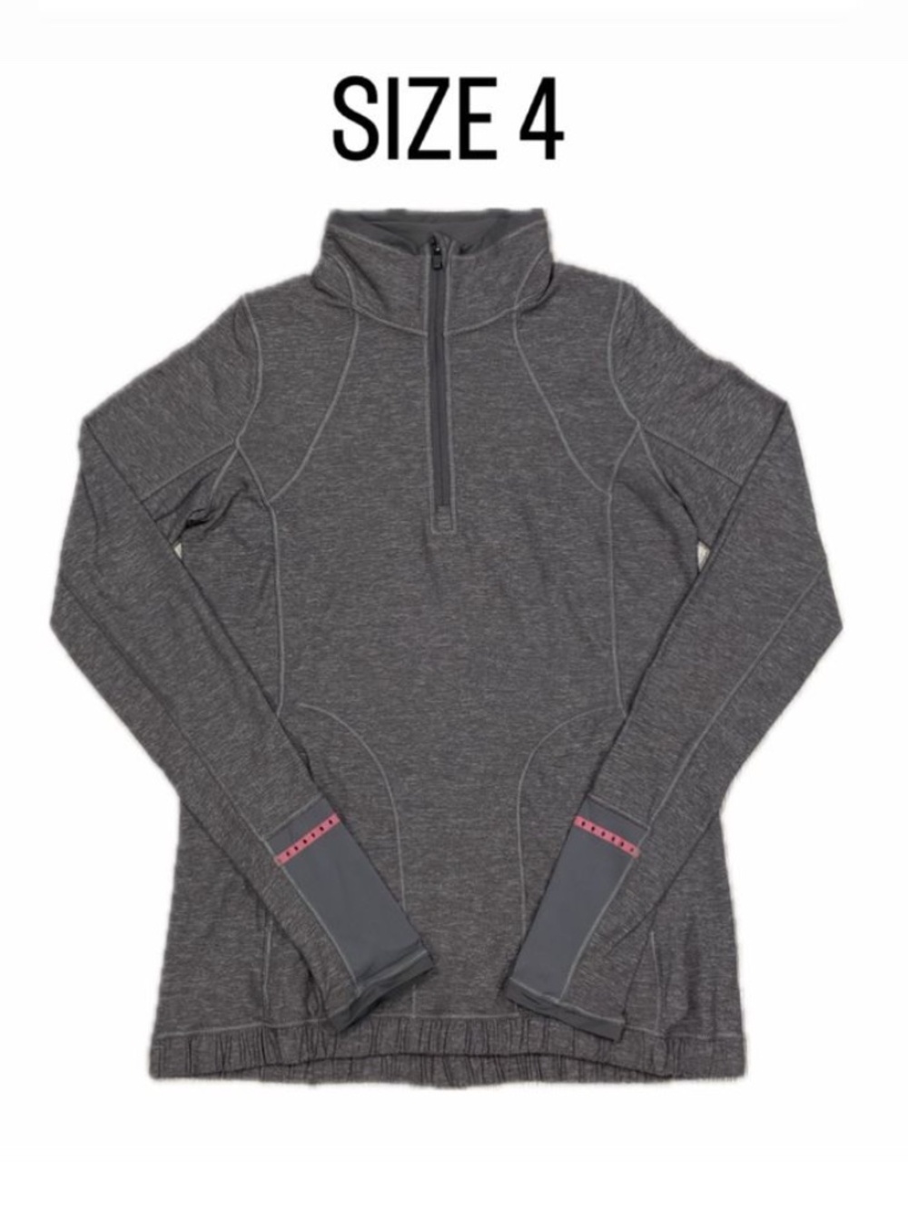 Lululemon Heathered Charcoal Grey Run Turbo Zip Pullover Reflective Trim Size 4 - Picture 1 of 9